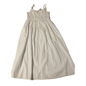 Sim & Sam White Maxi Sundress Womens Size Large Tiered Lined Cotton Boho Beachy